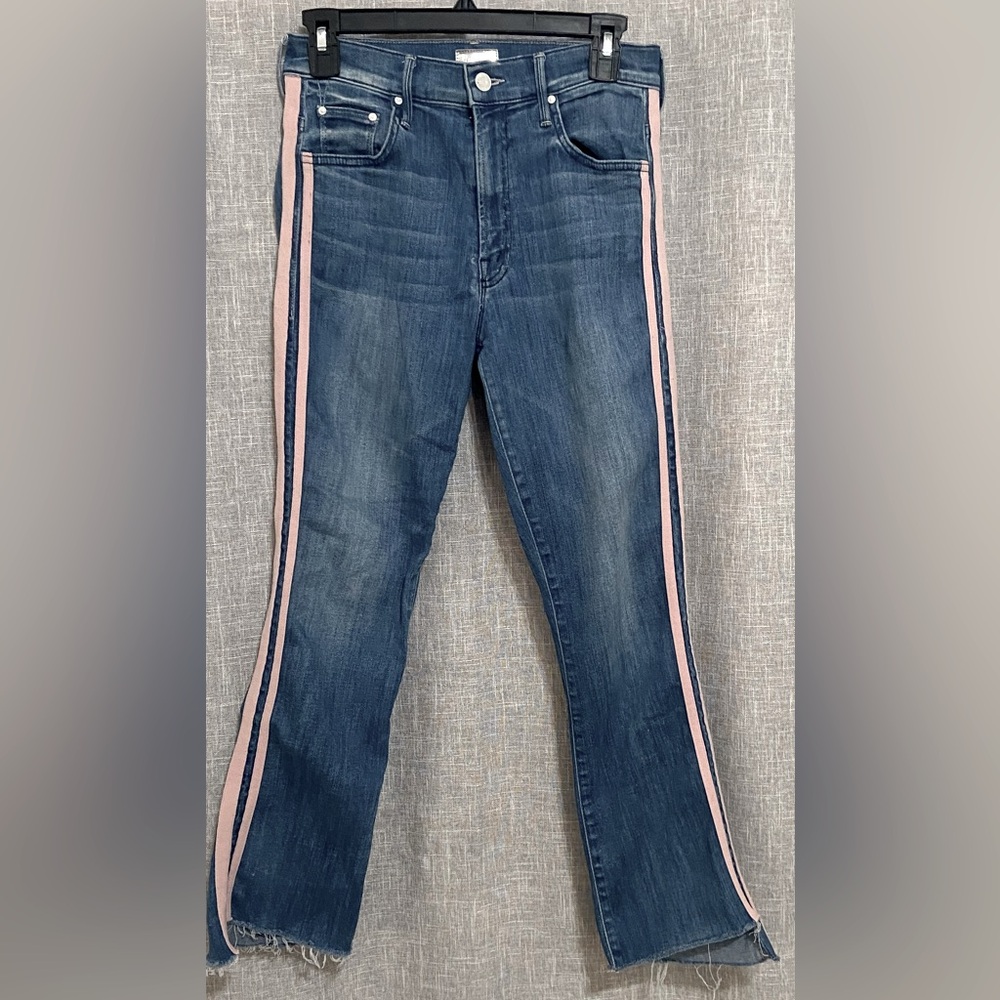 MOTHER Dark Blue Jeans with Pink Side Stripes